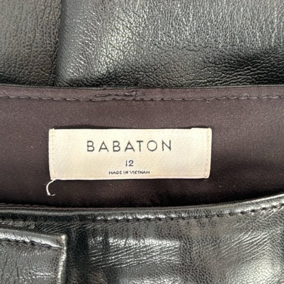 Aritzia Babaton Black Faux Leather Command Pants Size 12 - Picture 8 of 10